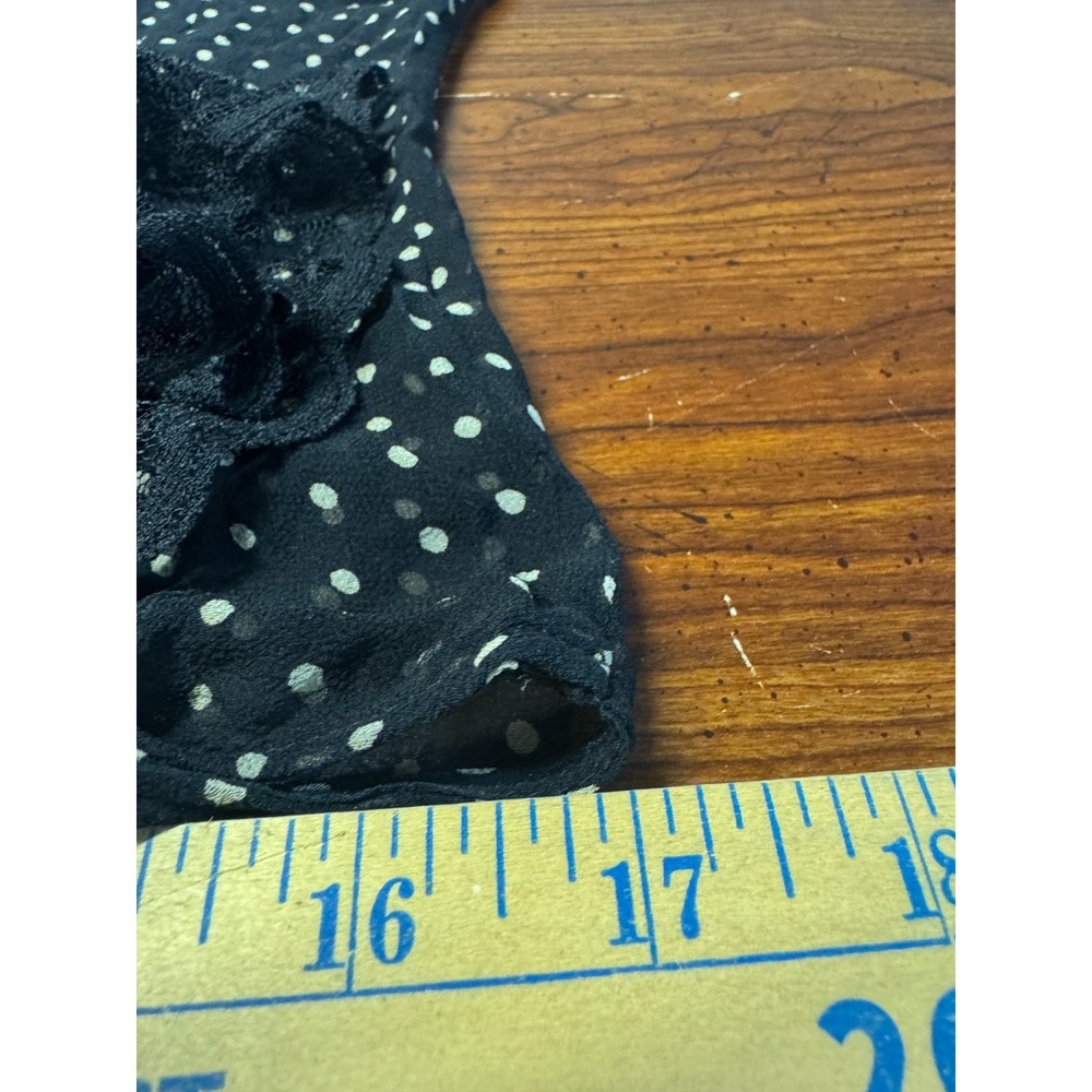 VTG Laundry Shelli Segal Silk Lace Polka Dot Sheer Top Small Coquette Rockabilly - Picture 10 of 16